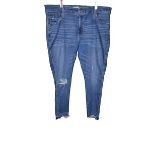 Madewell Women's Curvy High Rise Skinny Jeans Distressed Raw Hem Stretchy 36P